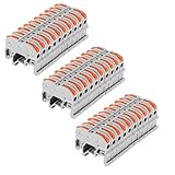 30Pcs DIN Rail Terminal Blocks Compact 24-12 AWG Wire Connectors for Electrical Control Panels Industrial Use - Grey
