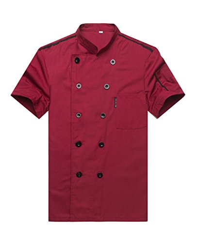 Chef Jackets Waiter Coat Short Sleeves Size L (Label:XXL) Red