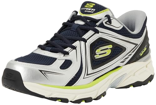 Skechers Stamina Sport Kordae, Zapatillas Hombre, Navy Leather/Silver Mesh/PU, 42 EU