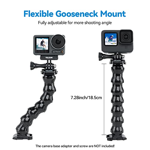 Telesin Jaws Flex Super Clamp Mount Gooseneck Desk Table Stroller Gym Vlog Video Light Extension Holder Attachment For Gopro Max Mini Hero 11 10 9 8 7 6 5, Insta360 X2 X3, Dji Action 2 3 Accessories #TOP2
