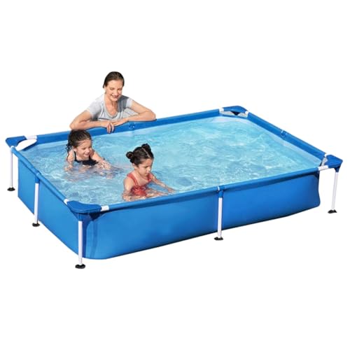 Easnuroz Piscina Exterior Rectangular con Estructura Metálica De 120-300 Cm Piscina Infantil Grande for Estudiantes Y Adultos Piscina Plegable con Estructura De Madera(221 * 150 * 43cm)