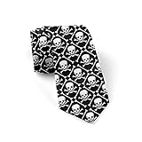zerosevenee Corbatas para hombre con estampado de corbata, corbatas novedosas para cada atuendo, Huesos de calavera en blanco y negro, Taille unique