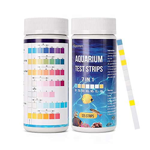 7 in 1 Aquarium Test Strips, 125 Strips Water Test Strips for Saltwater Freshwater, Aquarium Water pH Test Kit for Test Fish Tank Test Nitrite Nitrate Chlorine Carbonate Hardness (GH & KH)
