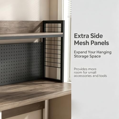 Estante de escritorio de metal con panel trasero para organizar cables y oficina 5