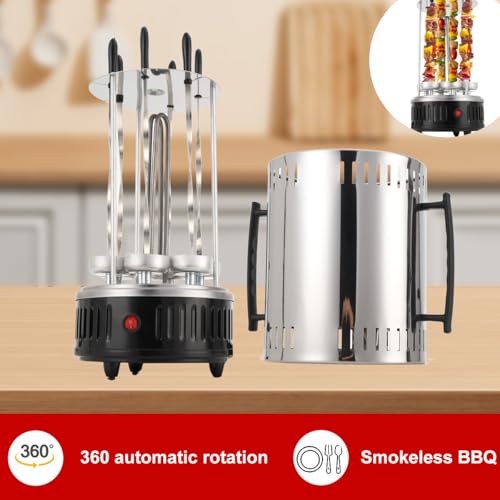 Barbecue electrique vertical 1000W avec 6 brochettes pour kebab de table maison - 8