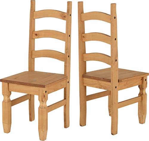 Seconique Corona Dining Chair Set of 2 in Distressed Waxed Pine - Image 7
