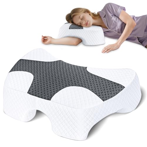SAHEYER Seitenschläferkissen mit Armloch, Orthopädisches Nackenkissen Kopfkissen, Memory Foam Kissen mit Vier verstellbaren Armauflagen für Seiten-, Rücken- oder Bauchschläfer