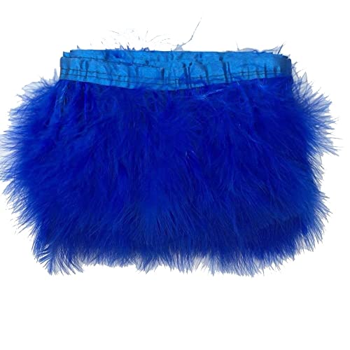 KOLIGHT Pack of 10 Yards Natural Turkey Marabou Feather Trim Fringe 6-8 Inch in Width DIY Decoration (Royal Blue)