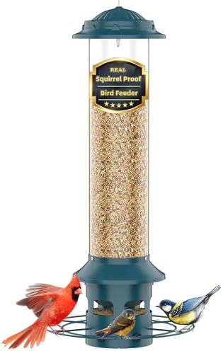 Bird Feeder,Metal Squirrel Proof Bird Feeders for Outdoors Hanging 4.0 LB Capacity,Easily Beat Squirrels,Attracting Finch,Cardinal,Chickadee