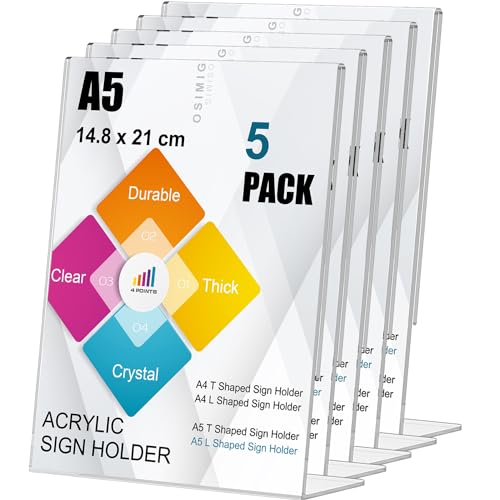 OSIMIG A5 Acryl Tischaufsteller 5er Pack