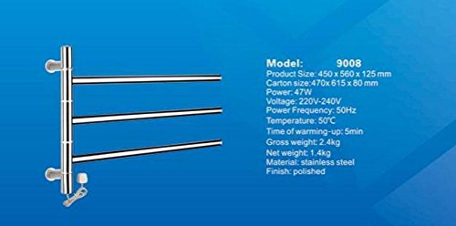 Radiador toallero eléctrico giratorio de acero inoxidable para secado rápido de pared 6