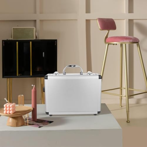 12.5in Silver Aluminum Briefcase with Lock, Aluminum Briefcase for Men or Women, Metal Hard Case with Foam for Travelers Luggage Craftsman Travel Cash (12.5x9x4.3 Inch) 5