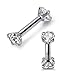 Zysta Small Rhinestone Blue Clear Cubic Zirconia Barbell Earring Studs Mini Cute Tragus Helix Cartilage Ear Lobe Nose Piercing Straight Bar 16G Screw on Stainless Steel