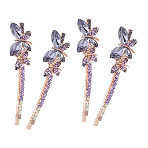 ARTSEWPLY 2組ヘアクリップ 女性用 蝶 ヘアバレッタ ラインストーン ゴージャス ヘアアクセサリー パーティー コスプレ 仮面舞踏会 クリスマスイベント用
