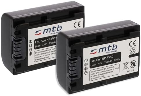 Batterie NP-FV50 pour Sony Handycam DCR-SR68, 1050mAh, 12 mois garantie