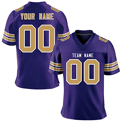 Custom Sewing Football Jerseys For Men/Women/Youth, Personalize Your Team Name And Number (Purple-1) #TOP8