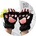 2 Paires Femmes Filles Belle Hiver Chaud sans Doigts Gants Moelleux Ours Chat en Peluche Patte Griffe Demi Doigt Gants mitaine -Black-One Size