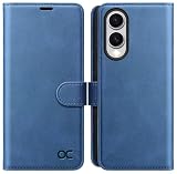 OCASE Custodia per Samsung Galaxy S25 Edge, Interno TPU Antiurto Custodie in Pelle Portafoglio, RFID Blocking, Carta Fessura, Cavalletto, Fibbia Magnetica Cover per Galaxy S25 Edge - Blu Chiara