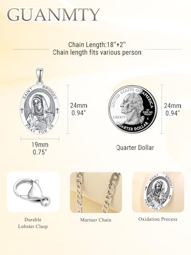 Patron Saint Medals, 925 Sterling Silver Catholic Pendant Necklaces, Christian Jewelry Religious Gifts for Women with 22"+2" Mariner Chain4