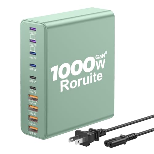 Image of 1000W USB C Charging Station, 120W PD GaN5 Super Fast USB C Charger Block-10 Port, Type C for PC Laptop MacBook Pro /Air Charger Compatible with iPhone 17 16 15 14 13 12 Pro Max, iPad, Galaxy