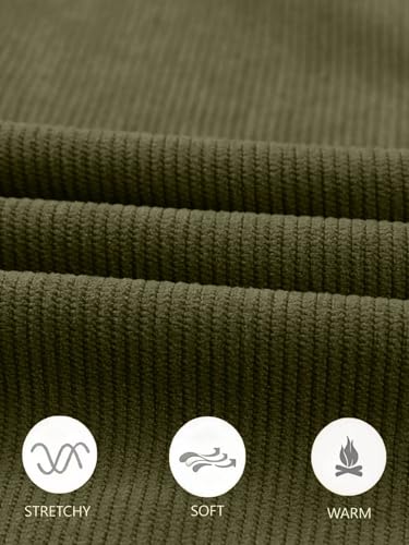 Elegant Seal Men's Corduroy Wide Leg Fashion Casual Pants Loose Fit Baggy Straight Sweatpants Elastic Waist Drawstring Army Green — view 5