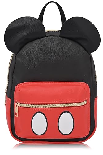 Mochila Disney Mickey Mouse para mulheres, homens, unissex | Linda bolsa de couro PU de 25,4 cm, Mickey Mouse, 10 inches