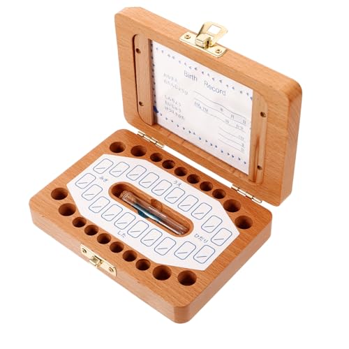 Beatifufu Keepsake Organizer Wooden Baby Tooth Box Stylish Storage for Baby's First Tooth