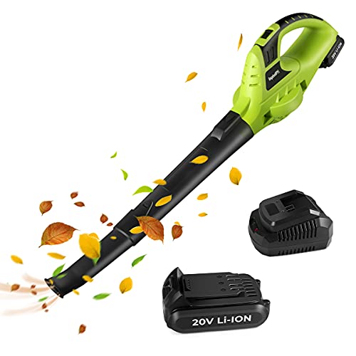 Leaf Blower, 20V Cordless Leaf Blower with Battery & Charger, Electric Leaf Blower for Lawn Care, Electric Leaf Blower Battery Powered for Snow Blowing & Cleaning