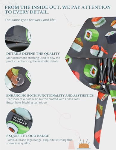 Image of Scrub Caps for Men and Women with Buttons, Classic Surgical Caps