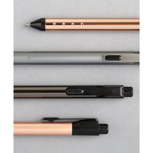 Tul® Fine Writing Solid Metal Barrel Retractable Gel Pen With 2 Refills, Medium Point, 0.7 Mm, Rose Gold Barrel, Black/Blue Ink #TOP6