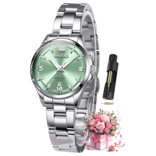 Image of OLEVS Watches for Women Luxury Elegant Stainless Steel Waterproof Luminous Diamond Women's Fashion Watch Ladies Watches for Small Wrists
