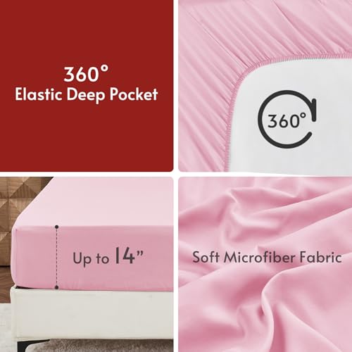 MUXHOMO 7 Pieces Oversized King Comforter Set, Reversible Bed in a Bag Oversized King Size, All Season Bedding Set with Comforter, Flat Sheet, Fitted Sheet, Pillowcases & Shams, Hot Pink & Baby Pink by MUXHOMO - Image 8