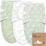 KeaBabies Sacchi per il Sonno Organici - 3-Pack Neonati Swaddles 0-3 Mesi - Sacco per il Sonno Ergonomico - Sacchetto per il Sonno per Neonati (Bunnies)