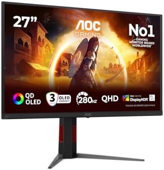 AOC Q27G4ZD Monitor 27 Pulgadas, 280Hz Panel QD-OLED, 0.03ms GtG,...