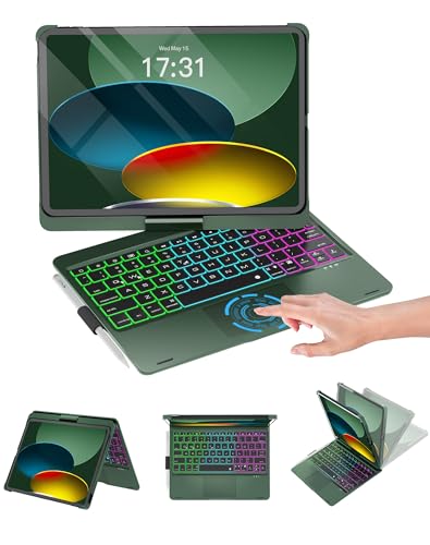 Baisla iPad ��10����P�[�X �L�[�{�[�h10.9�C���` & iPad 11th (A16) & iPad Air 11 (M3/M2) �}���`�g���b�N�p�b�h 360��]&���C���{�[�o�b�N���C�g iPad Air 5th/4th iPad Pro