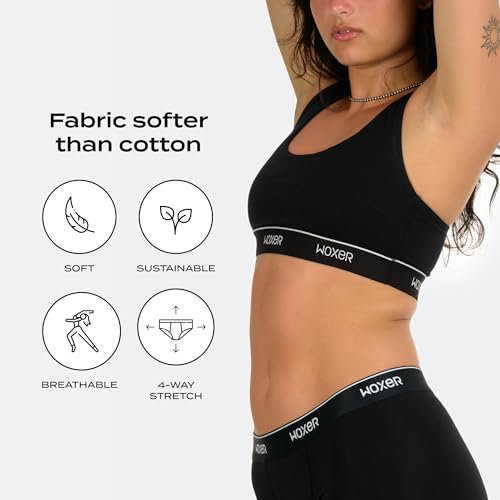 Image of Woxer Boss Bralette for Women - Wireless, Seamless Racerback - Modal Sports Bra, Lounge, Sleep Bralette, Wireless Bra