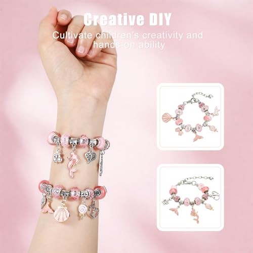 Emibele Girls Charm Beads Bracelet Making Kit with Portable Jewelry Box, Jewelry Making Kit for Kids Age 5 6 7 8-12, DIY Arts Crafts Toys for Teens Girls Gift Choices on Birthday Valentines Christmas - Afbeelding 4