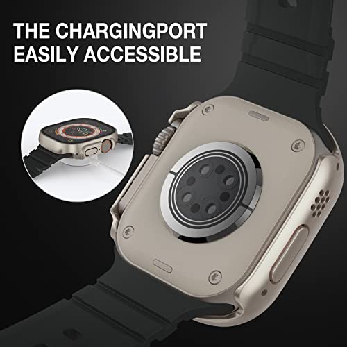 Image of Case Compatible with Apple Watch Ultra 49mm with Built-in Tempered Glass Screen Protector, All-Around Ultra-Thin Bumper Full Cover Hard PC Protective Case for iWatch, Starlight