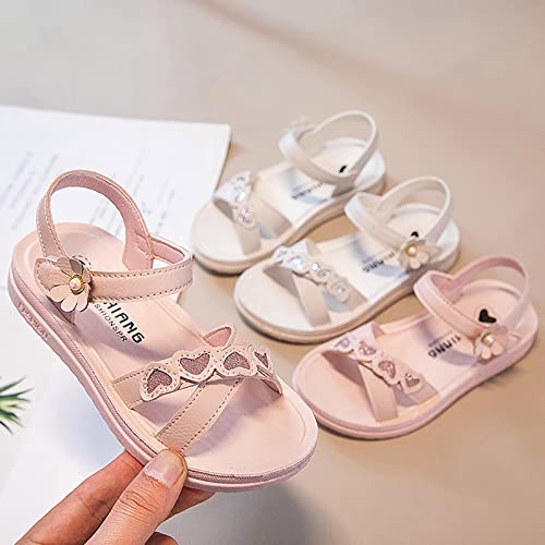 Girls Beach Sandals Toddler/Little Kid Open Toe Strap Flat Dress Sandals Girls Summer Soft Sole Princess Shoes (Pink, 2.5 Big Kids)4