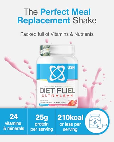 USN Diet Fuel Ultralean Meal Replacement Shake Powder, Strawberry Flavour - 1kg, High Protein Shake Powdered Drink Mix, Low Calorie Diet & Weight Control Powder, 25g Protein - Image 3