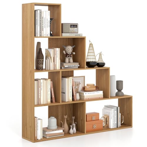 Tangkula 4-Tier Stepped Bookshelf, Freestanding 6 Cubes Ladder...