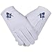 2 Pair Set Of Gloves Blue Square And Compass Masonic 100% Cotton White Machine Embroidered Gloves - Image 1