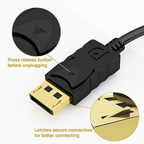 Vandesail Dvi To Displayport Cable, 10 Feet Dp To Dvi Gold Plated Adapter Cord, Compatible With Pc, Laptop, Hdtv, Projector, Monitor And More (10 Ft, Black) #TOP3