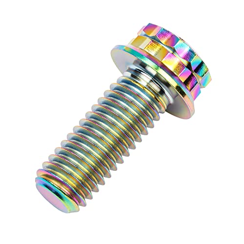 Image of Titanium Flange 12 Point Head M8 x15 20 25 30 35 40 45 50 55 60 65mm Screw Bolt Pack of 4 (M8x20mm, Rainbow)