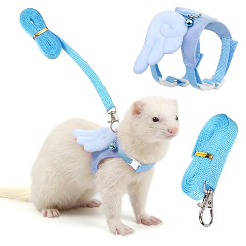 YBEATY Ferret Harness and Leash Set Small Animals Vest Harness Soft-Harness Leash Vest Set with Bell