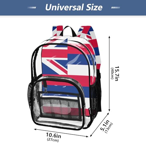 Travel Clear Bags for Women Kids Girls Backpack Boys Approved Plastic Bag Large Hawaii State Flag4