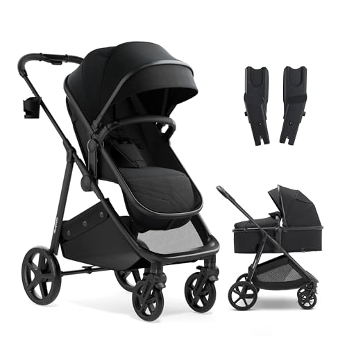 Image of Mompush Wiz 2-in-1 Bassinet Stroller with Car Seat Adapter, Reversible Seat