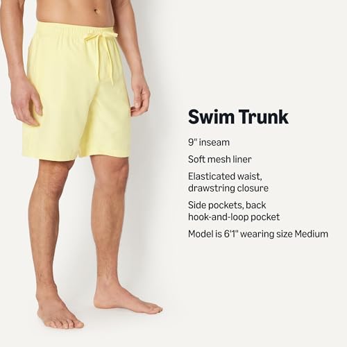 Amazon Essentials Men's Men's 9" Quick-Dry Lightweight Breathable Swim Trunk with Mesh Liner, Light Yellow, Large - 3
