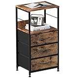 NOVIMANGO Nightstand with Drawers, Bedroom Side Table Night Stand with Storage Shelf End Table with