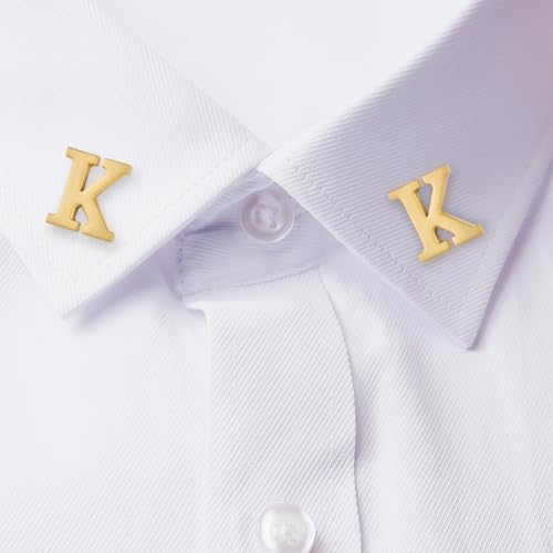 Image of HONEY BEAR Mens Womens Initial Alphabet Letter Lapel Pins Collar Badge Brooches for Business Wedding Graduation Gift Matte Gold 0.59 inches